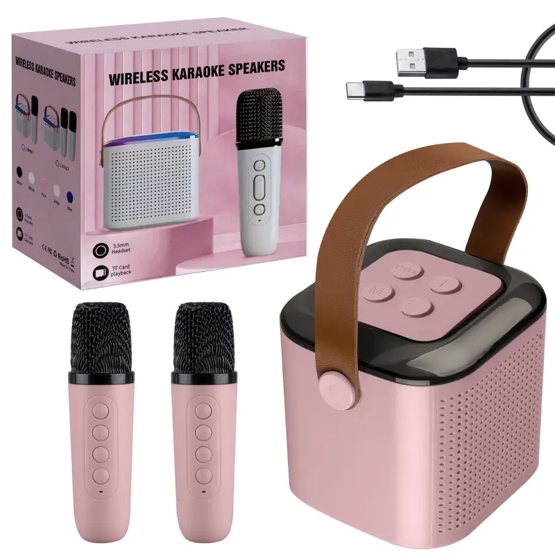 Портативная акустика с 2 микрофонами Y1 Розовая (40шт/кор)