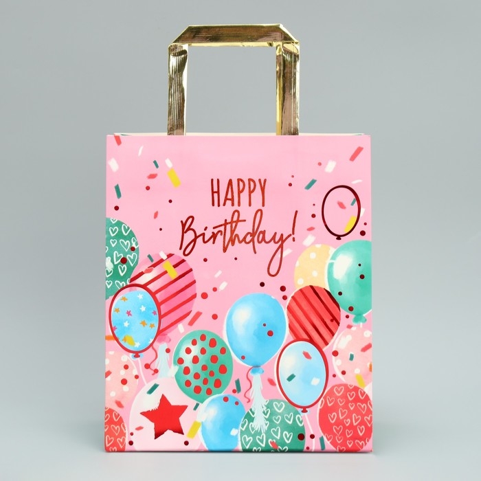 Пакет подарочный, упаковка, Happy Birthday, ML 23 х 27 х 11.5 см