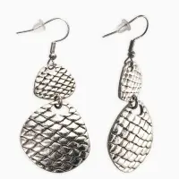 Серьги метал "Аутентичность" диски, чешуя, цвет чернёное серебро