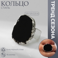 Кольцо &laquo;Стиль&raquo; массивный круг, цвет чёрный в чернёном серебре, 18 размер
