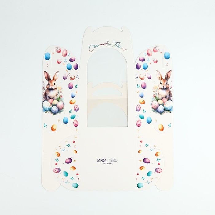 Складная коробка под торт &laquo;Пасхальный кролик&raquo;, 15 х 15 х 18 см