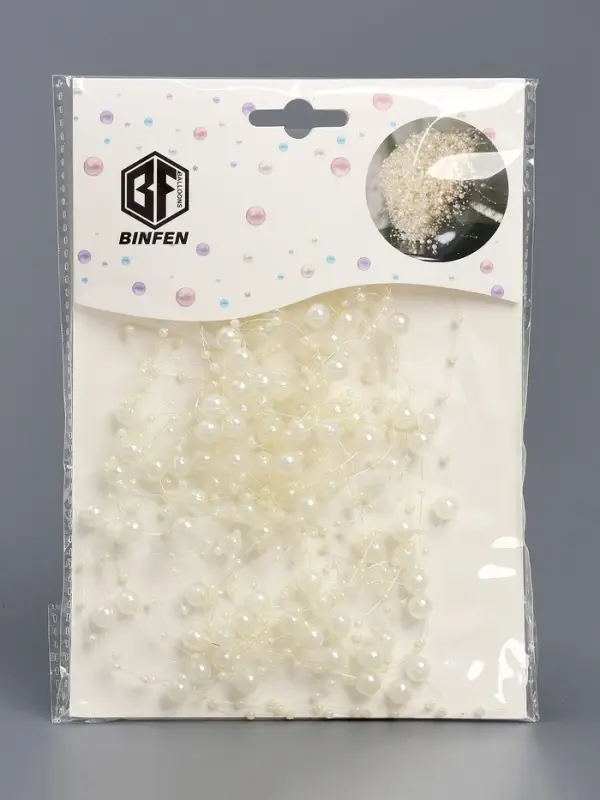 Гирлянда для декора из бусин, айвори - крем