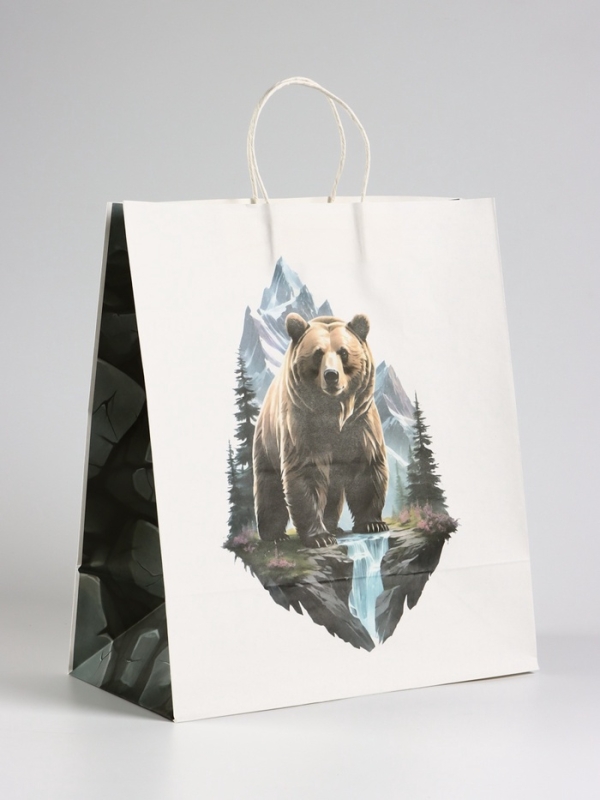Пакет подарочный крафт &laquo;Медведь&raquo;, 32&times;17.5&times;37 см