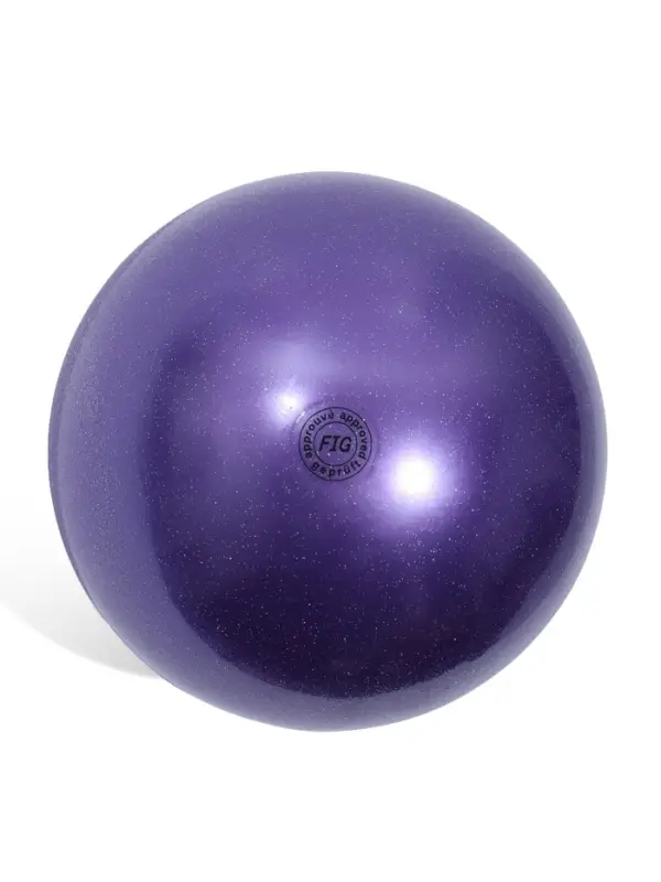 Мяч для художественной гимнастики Металлик с блестками, диаметр 19см, цвет фиолетовый