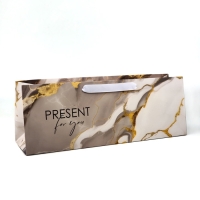 Пакет под бутылку горизонтальный &laquo;Мрамор&raquo;, 36 &times; 10 &times; 13 см