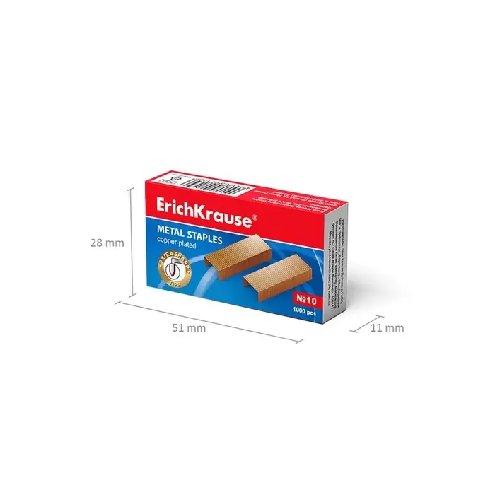 Скобы омеднённые №10, ErichKrause, для степлера, 1000 шт.