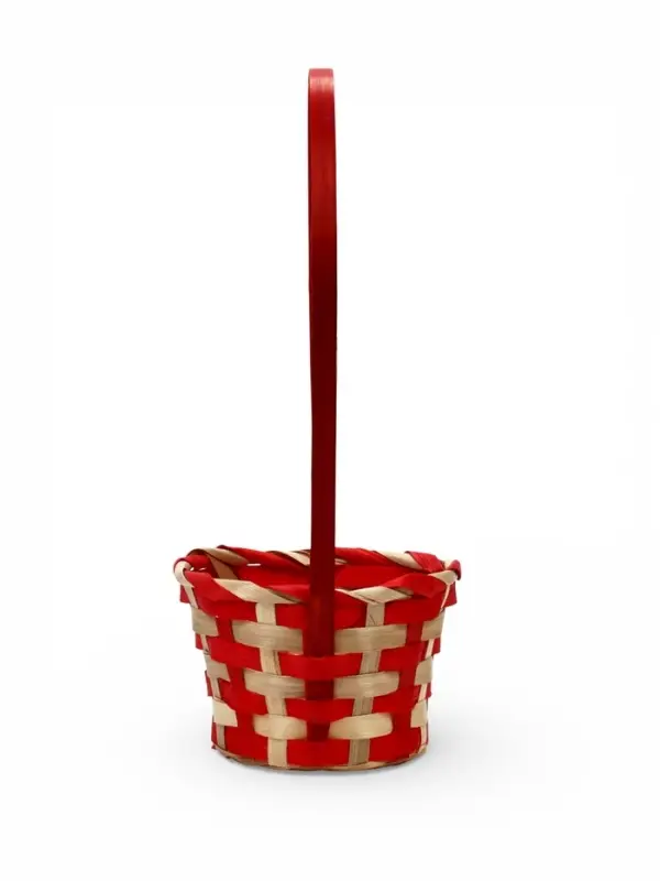 Корзина плетеная 13 х 13 х 9,5 см, ручка h=21 см, красно-белый