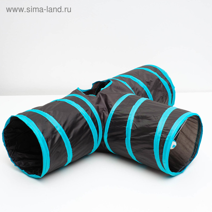 Туннель для кошек шуршащий "Тройник", 80 см, диаметр трубы 25 см, микс цветов