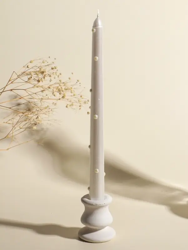 Набор свечей античных, 2,3х25 см, 2 шт "Белый жемчуг" 7,6х28х2,3 см