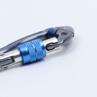 Карабин с роликом для альпинизма, с муфтой, серо-голубой, 10.8 см, 25 KN