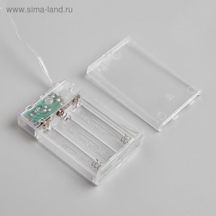 Гирлянда &laquo;Нить&raquo; 5 м роса, IP20, серебристая нить, 50 LED, 2 режима, батарейки AAх3 (нет в комплекте), свечение красное