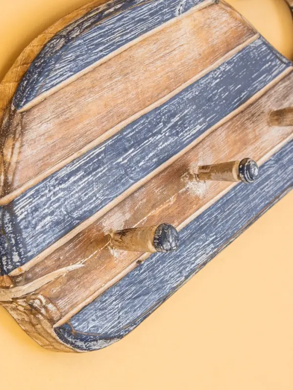 Вешалка "Кит" с 3 крючками, дерево 44х2х18 см, цв. синий