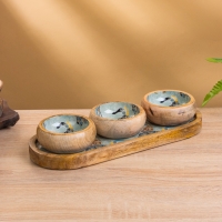 Набор розеток на подносе "Мудрый слон" (3 шт) дерево манго 33,5х13х6,5 см