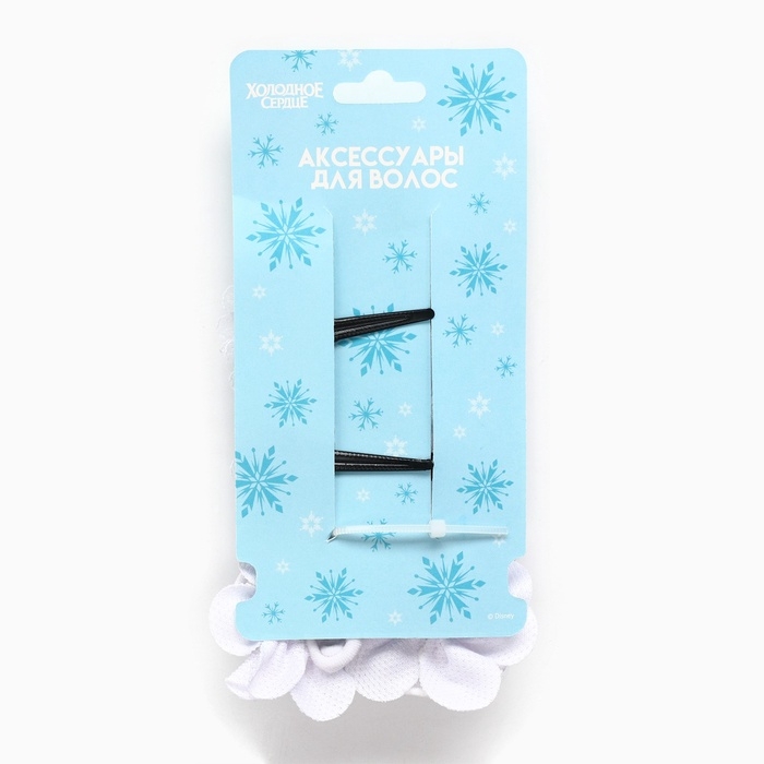 Бант для волос на резинке 2 шт, заколка зажим для волос 2 шт, набор, Холодное сердце