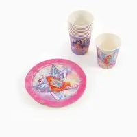 Посуда одноразовая бумажная на 10 персон: стаканы, тарелки, скатерть, ВИНКС