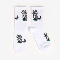 Носки женские, цвет белый/енот, размер 25