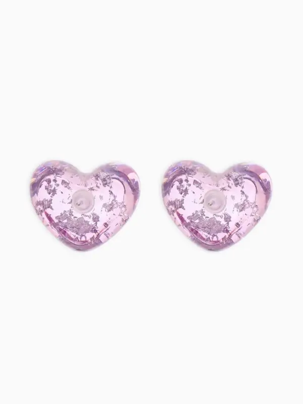 Серьги "Сердце блестка", цвет сиреневый с паталью серебро
