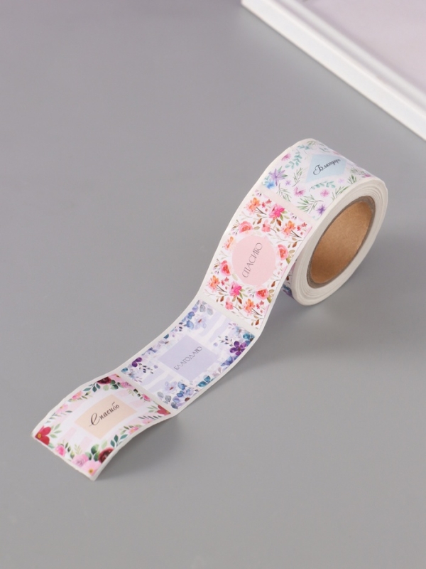 Наклейка бумага "Благодарность" 3х5 см 200 шт в рулоне