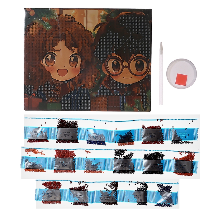 Алмазная мозаика с частичным заполнением на новый год &laquo;Друзья&raquo; 20 х 25 см