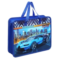 Папка с ручками пластиковая А4 Calligrata "Машина синяя", 32,2х25,6х7 см,