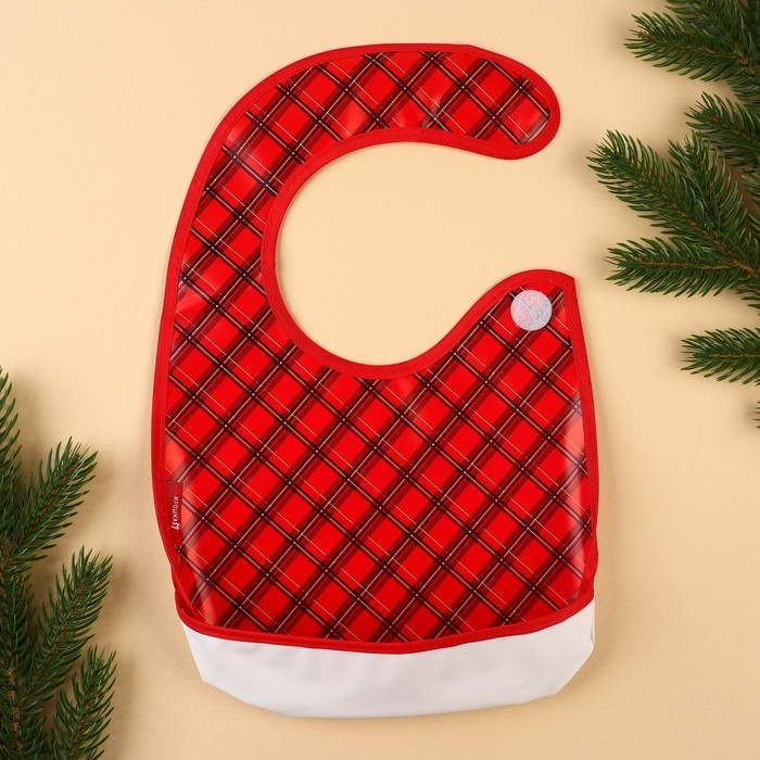 Нагрудник для кормления новогодний &laquo;Лучшему малышу&raquo;, непромокаемый на липучке, с карманом, подарочная упаковка, Крошка Я