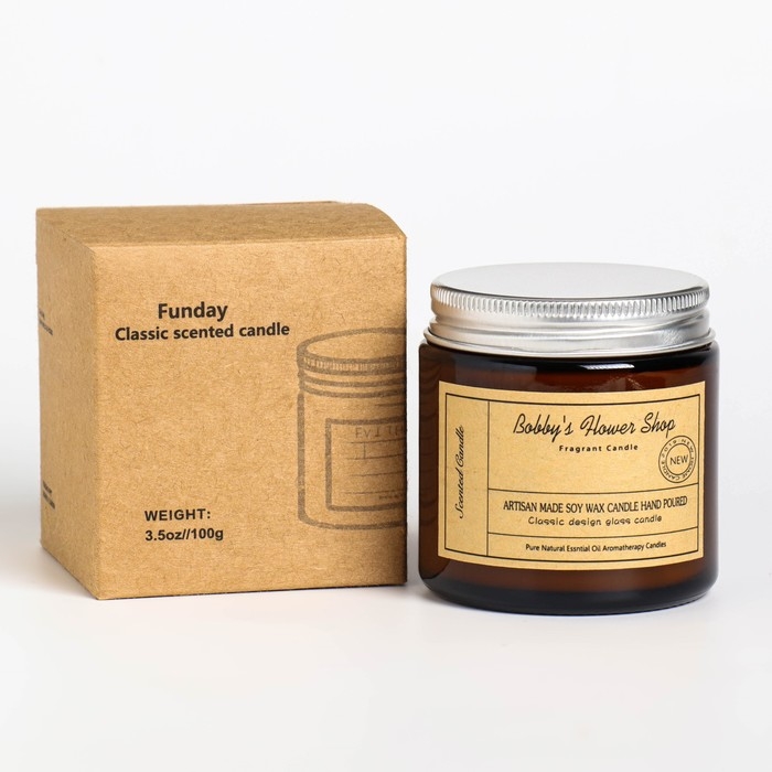 Свеча ароматическая в банке Свеча ароматическая в банке "Цветочный магазин Бобби", 6,5х5,5 см, 100 гр