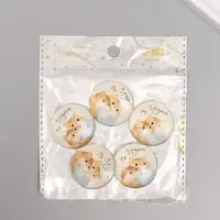 Кабошон стекло для творчества "Круг. Котики. Я рядом" 3х3 см