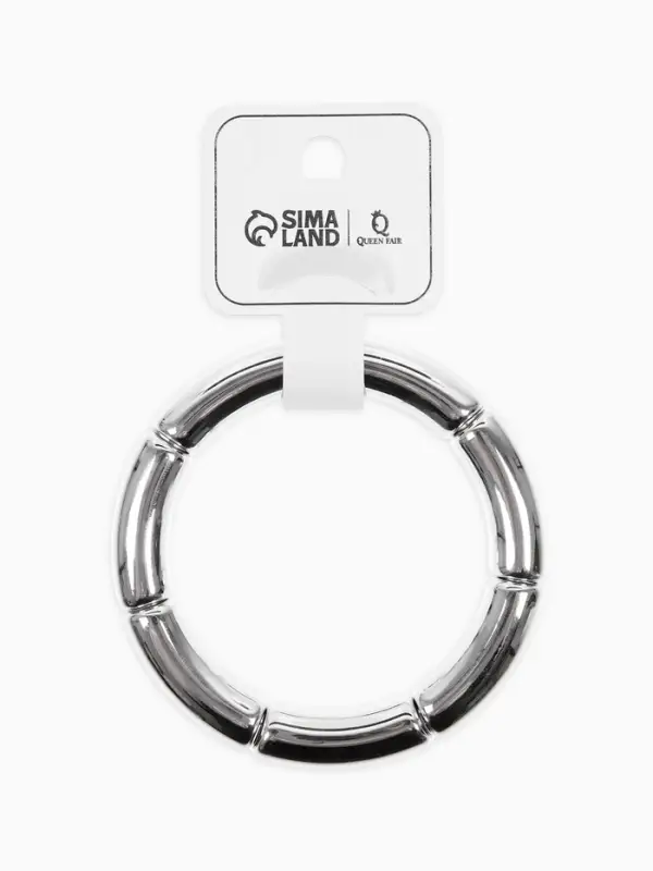 Браслет пластик на резинке "Стиль" гладкий, цвет серебро