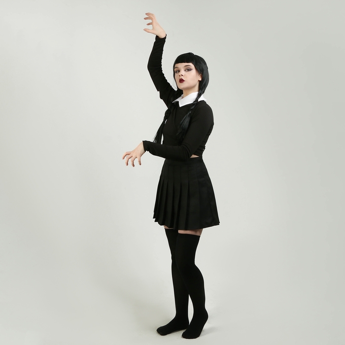 Карнавальный набор &laquo;Мрачная девчонка&raquo;, р. XS: парик, юбка, чулки, воротник