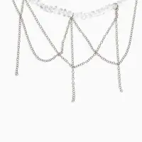 Колье "Дуга" водопад, цвет белый в серебре