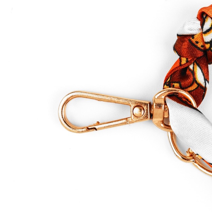 Цепочка с платком для сумки, с карабинами, 9 &times; 14 мм, 40 см, цвет коричневый/золотой