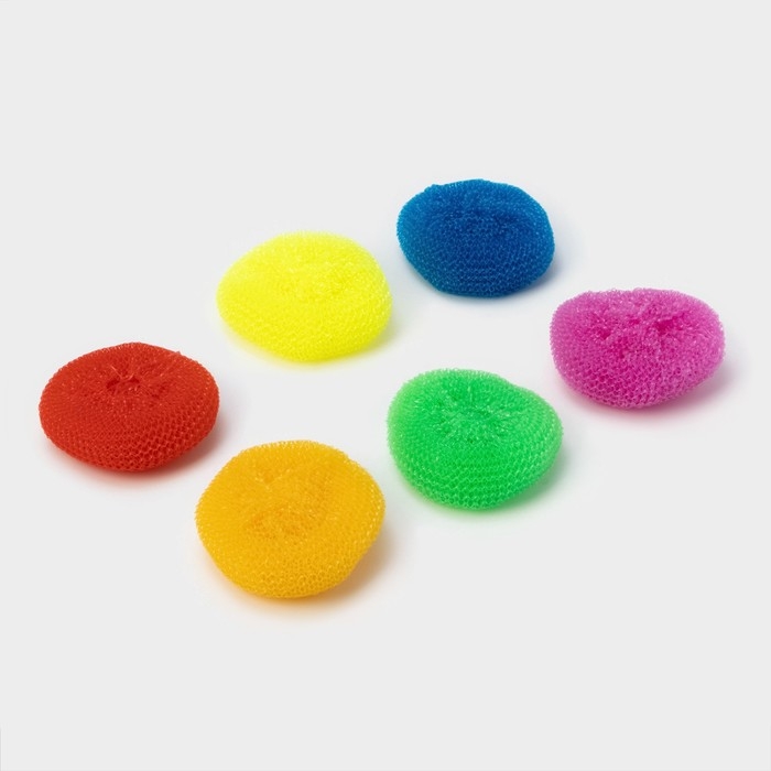 Губки для посуды Доляна &laquo;Бублик&raquo;, 3 шт, пластик, 7&times;7&times;2,5 см, цвет МИКС