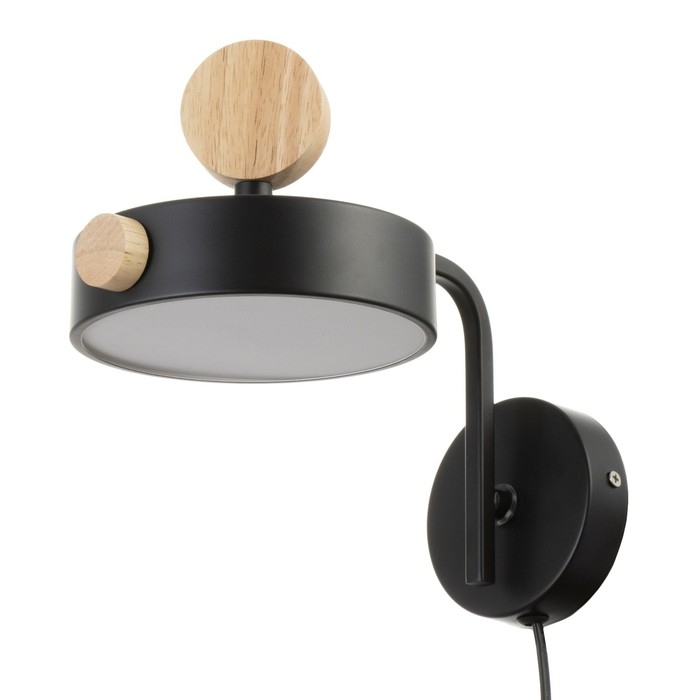 Бра с выключателем на проводе "Пиатти" LED 12Вт 4000К черный 15х26х16см