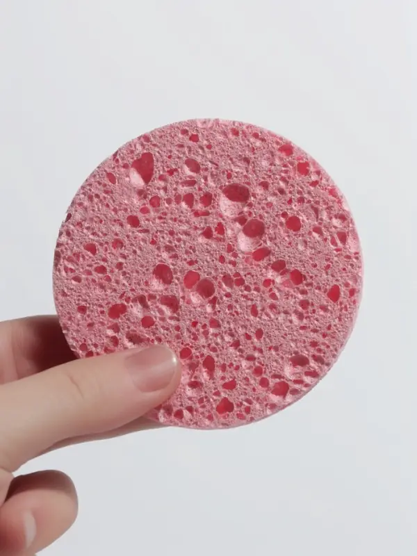 Спонж для умывания, набор - 2 шт., d=8 см, розовый/синий