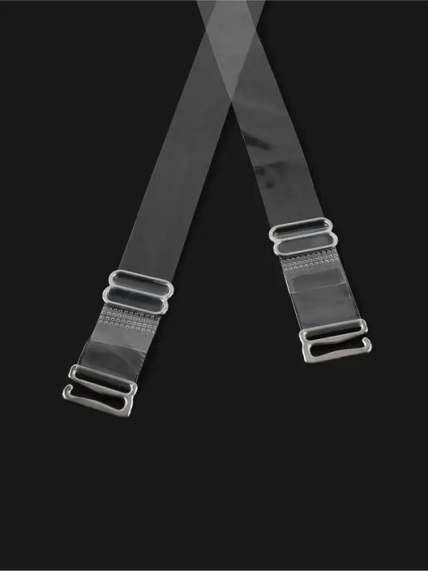 Лямки для бюстгальтера, силиконовые, фурнитура металл, 1.5 см, 37 см, пара, прозрачные