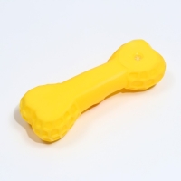Игрушка пищащая "Кость с портретом" для собак, 15 см, жёлтая