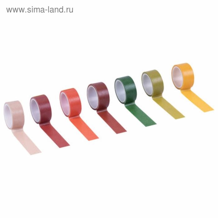 Клейкие WASHI-ленты д/декора Клейкие WASHI-ленты д/декора "ИНТЕНСИВ", 7 тёпл цветов,15 мм х 3 м (набор 7шт)рисовая бумага