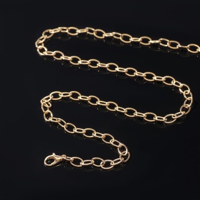 Цепочка с карабином L=50 см, 7&times;5&times;1 мм, (набор 5 шт.) СМ-1935, цвет золото