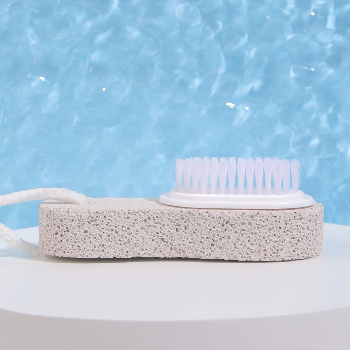 Пемза для педикюра с щёткой, с ручкой, 11 см, в коробке, МИКС