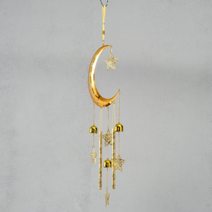 Музыка ветра металл "Полумесяц и бабочки" 3 колокольчика 2,5х20х67 см