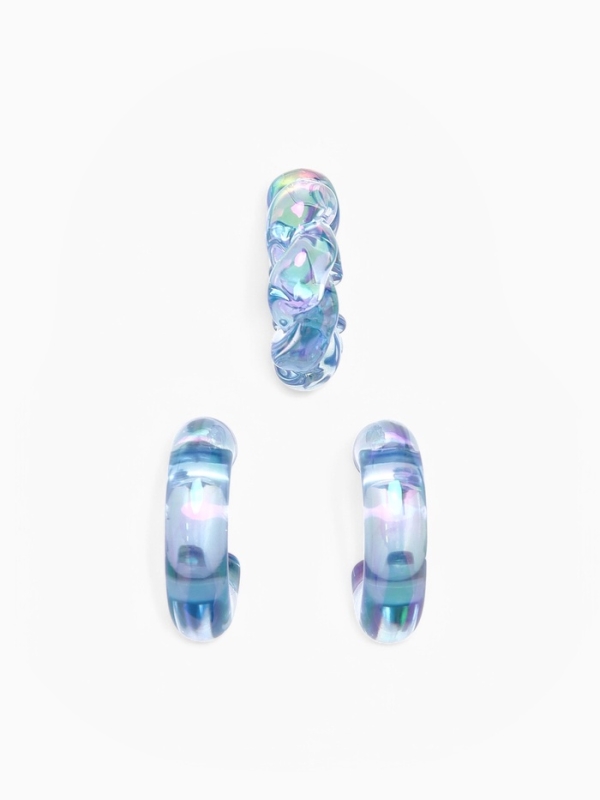 Набор серьги и каффы 3 шт &laquo;Нежность&raquo; косичка, цвет голубой в серебре