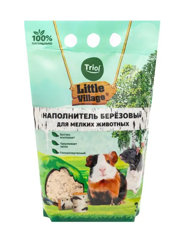 Наполнитель для мелких животных березовый, 3л, серия LITTLE VILLAGE