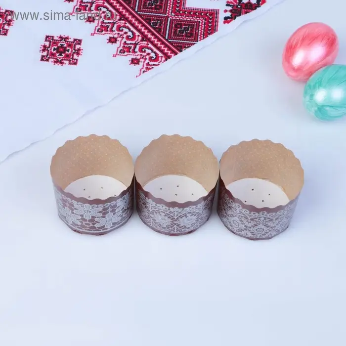 Форма бумажная для кулича &laquo;Кружево серебряное&raquo;, 60&times;45 мм, МИКС