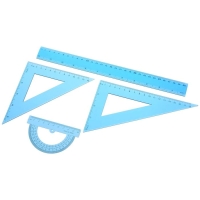 Набор чертёжный 4 предмета (линейка 30 см, угольник 19 см/ 30&deg;, угольник 13 см/ 45&deg;, транспортир) МИКС