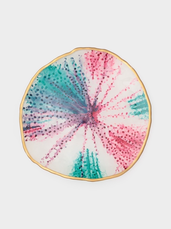 Тарелка обеденная "Magro" 24 см, цвет бирюзово-розовый