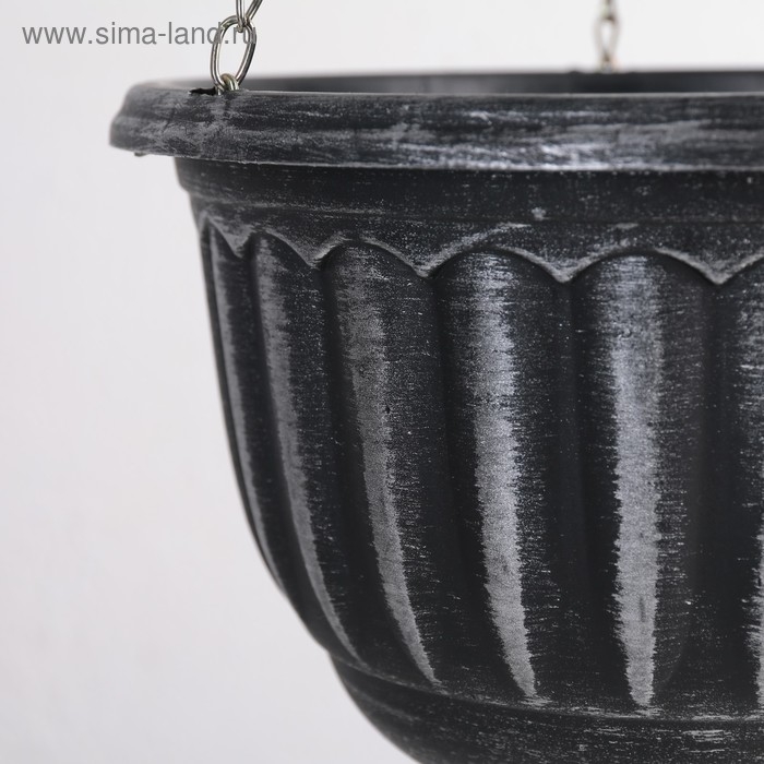 Кашпо пластиковое для цветов подвесное с дренажной сеткой &laquo;Шебби&raquo;, 2 л, серое