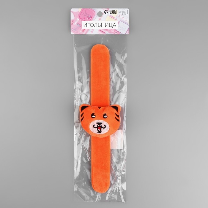Игольница на браслете &laquo;Тигра&raquo;, 23 &times; 6,5 см, цвет оранжевый