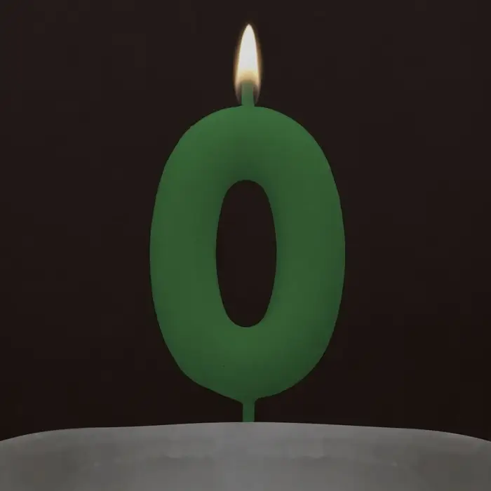 Свеча для торта, цифра &laquo;0&raquo;, светится в темноте, 3,8 х 8 см