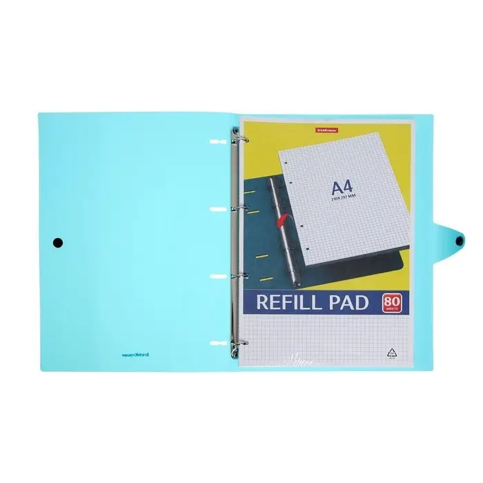 Тетрадь на кольцах А4, 80 листов в клетку ErichKrause "Glance Vivid", пластиковая обложка, блок офсет, белизна 100%, МИКС