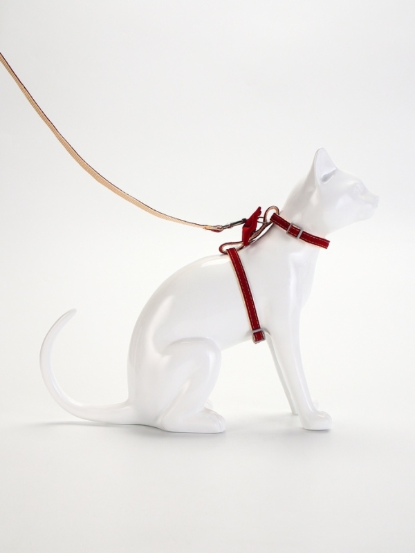 Комплект амуниции "Шахматный джентельмен", поводок 120 х 1 см, красный